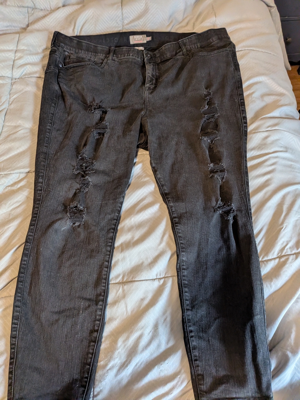 Distressed Black Boyfriend Jeans - Stretch Relaxed Fit